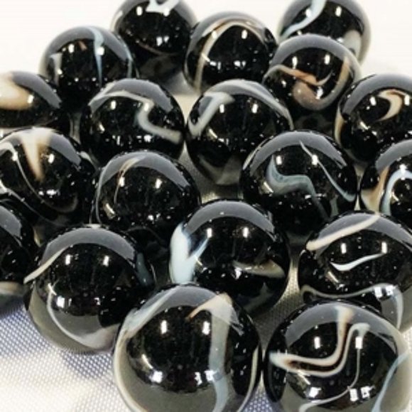 Set of 5 "zebra" mega marbles black and white - Picture 2 of 5